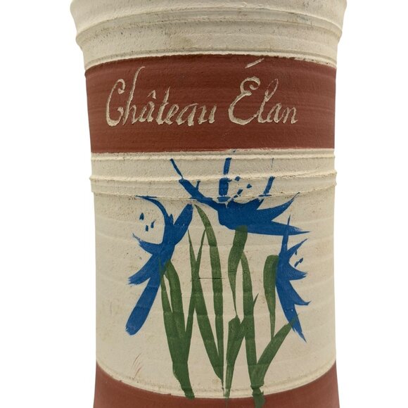 Vintage Signed Wine Chiller Pottery Vase Wine Chateau Elan 9" - Picture 2 of 13
